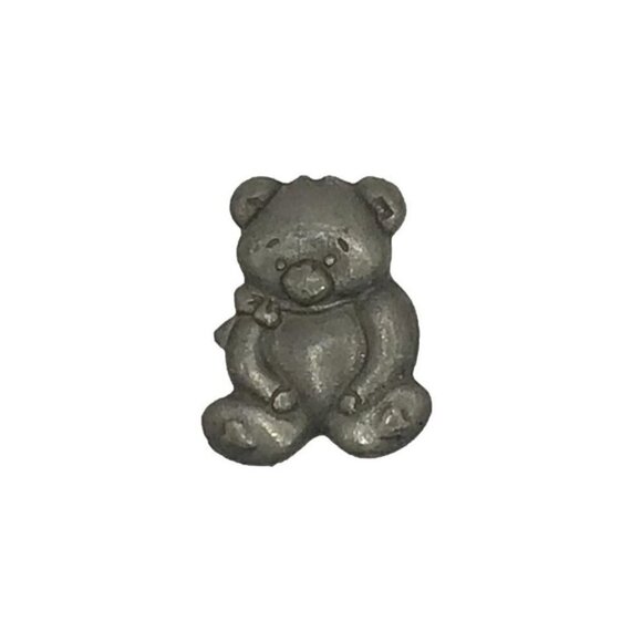 Teddy Bear Pin Antique Silver Tone Vintage - Picture 1 of 3
